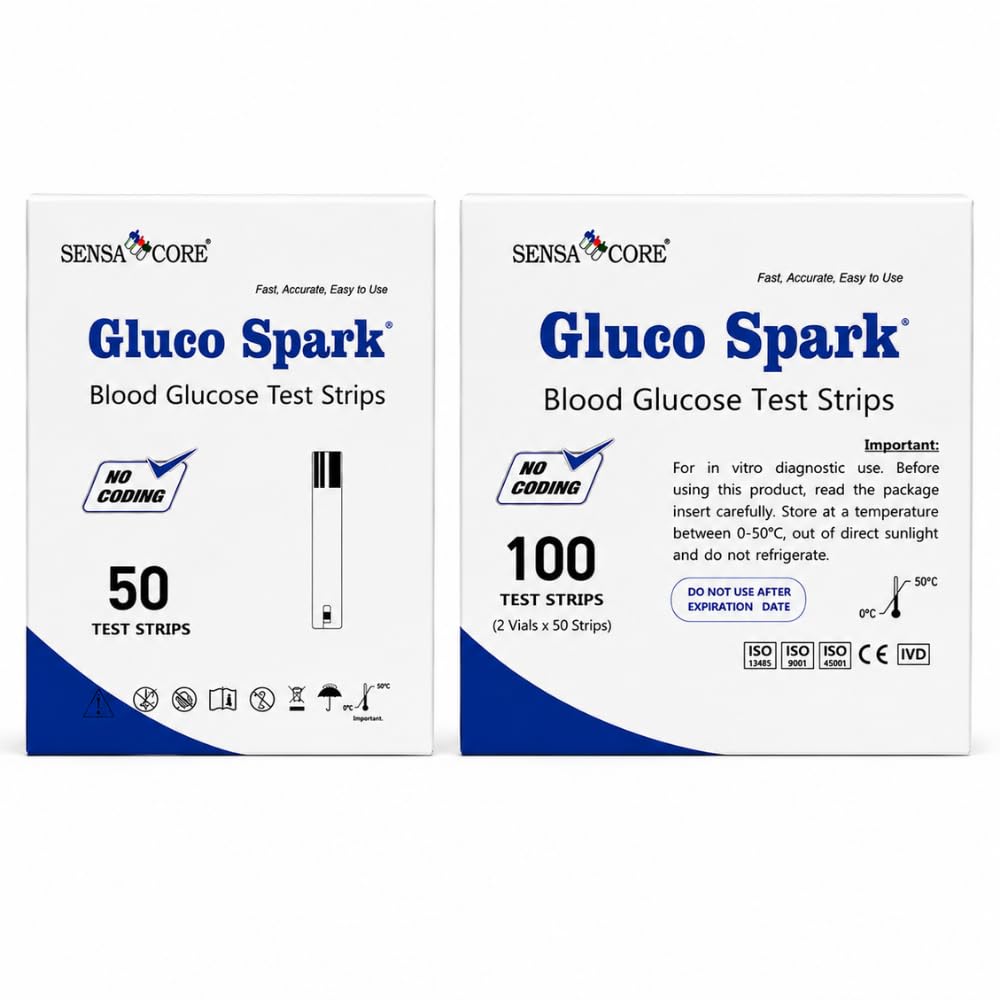 B-Arm Gluco Spark Glucometer Test Strips (Pack of 150) | Compatible Only with GlucoSpark Glucometer and Not with Other Devices | Monitor Blood Sugar Changes related to Fatigue & Frequent Urination-image-48