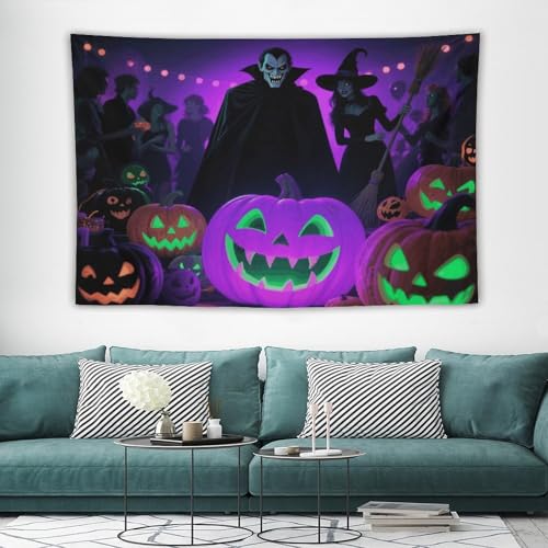 Tapisserie murale bohème Halloween maccbn grande taille avec kit de suspension inclus