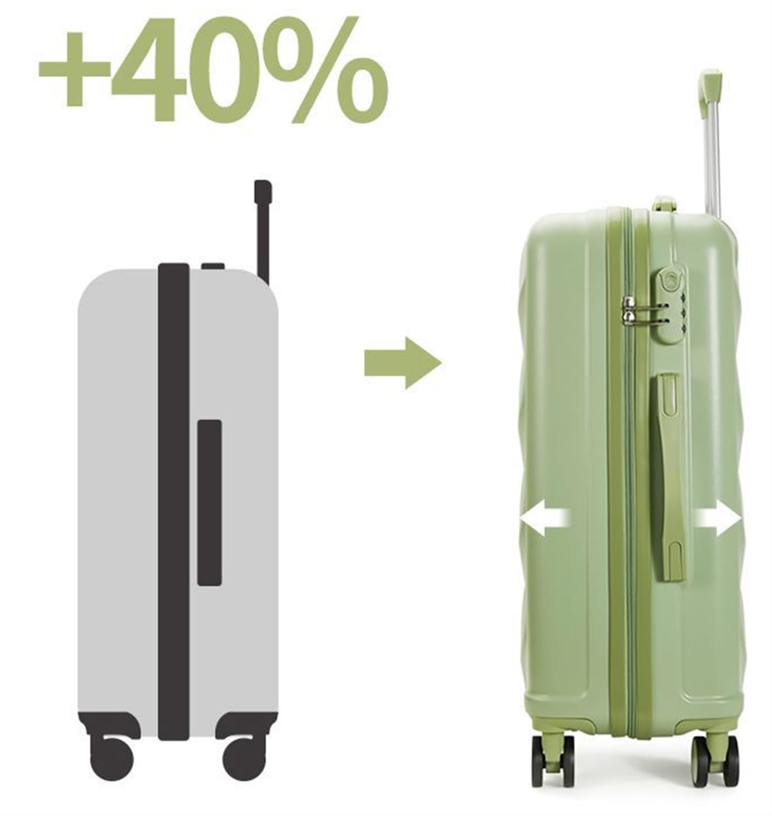 Valigia Bagagli Rigidi Espandibili con Ruote Girevoli, Maniglia Telescopica per da Viaggio Valige Bagaglio Mano(Pink,22 in)