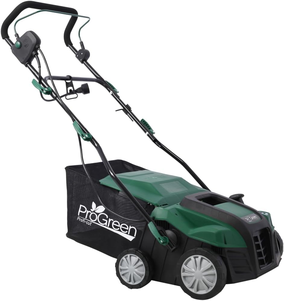 ProGreen 2-in-1 16 Inch Electric Lawn Dethatcher Scarifier - 15 Amp Motor with 58QT Collection Bag, Adjustable Height for Thatch Removal & Lawn Health - Image 1 of 9