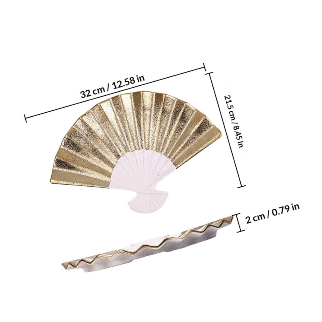 Kichvoe Assiette à Sushi en Céramique Plaquée Or Forme Éventail 32X21,5 CM pour Sashimis et Apéritifs Hôtels et Restaurants