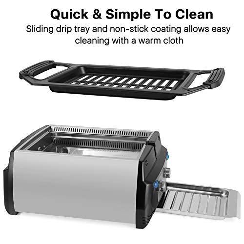 Flexzion Infrared Smokeless Indoor Grill With Rotisserie Kit, Indoor Bbq Portable Electric Grill W/Kebab Skewers, Dishwasher-Safe Removable Drip Tray Pan & Nonstick Grill, Timer Temperature Control #TOP5
