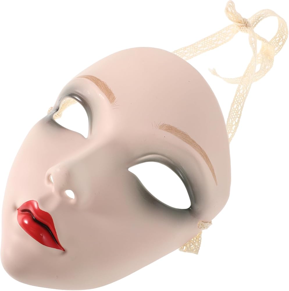 Mens Porcelain Mask Vintage Plastic Mask for Women's Masquerade Diy Hand-painted Chine