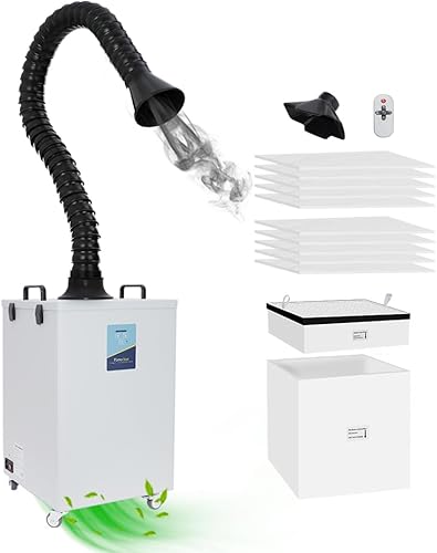 Fumeclear Extractor de humo láser FC-2004 para grabado láser CNC de 20W 30W 40W, succión fuerte 420mh, sistema de filtración de 3 etapas con 12