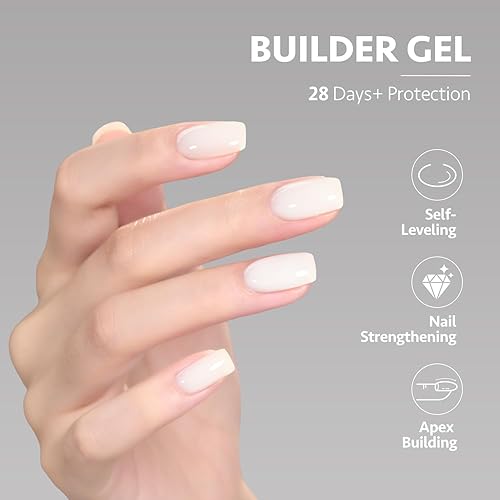 Miniatura 3 de GAOY Gel constructor para uñas, fortalecedor de uñas de 0.6 fl oz en una botella, gel duro para extensión de uñas, gel UV de larga duración, color