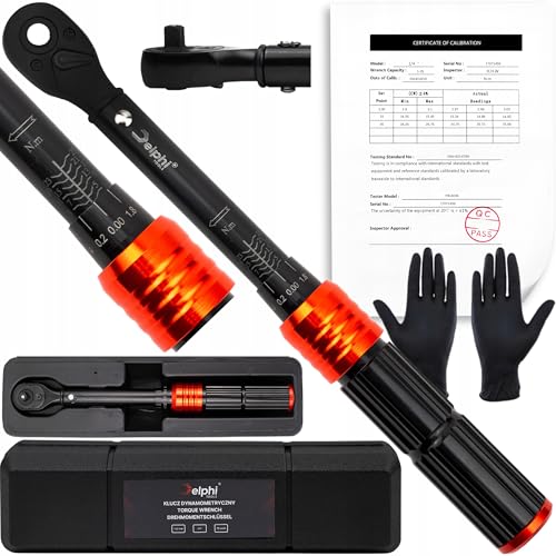 Delphi Drehmomentschlüssel 1/4 1-25 Nm 72 Zähne Ratsche CrMo & CrV mit Arretierung Kalibriert Präzisions Drehmomentschlüssel
