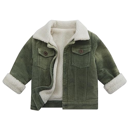Image of Morubut Toddler Boy Winter Thick Corduroy Coat Baby Boys Sherpa Lined Jacket Outwear