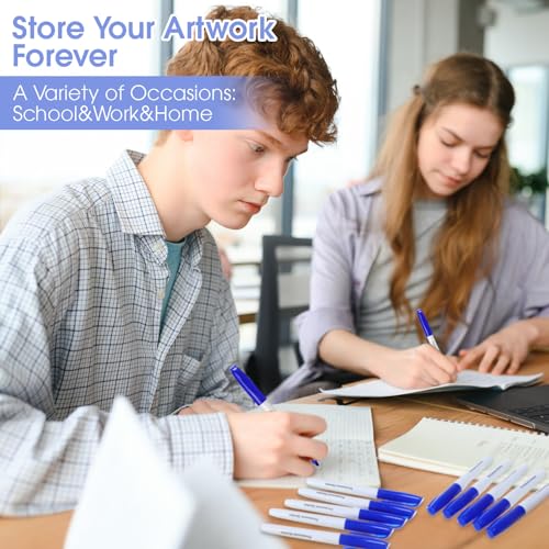 Image of Ctosree 40 Pack Blue Permanent Markers Bulk Permanent Marker Set Fine Point Pens Works on Plastic, Wood, Stone, Metal and Glass Office School Supplies