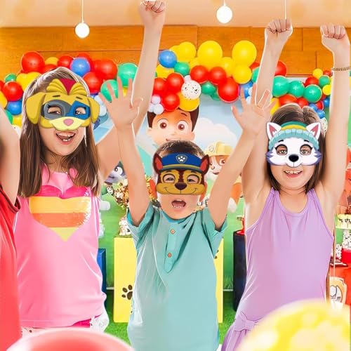 Image of PATPAT 12pcs Cartoon Woof Team Party Mask for Kids, Cute Animal Masks for Kids Roleplay, Playful Party Prop Paper Masks for Kid Cosplay Half Face Mask for Children's Day, Birthday