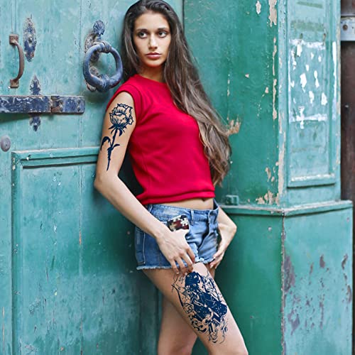 Aresvns Semi Permanent Tattoos, 8 Sheet Waterproof And Long-Lasting 2 Weeks, Plant-Based Ink Realistic Fake Tattoos Stickers For Women Men And Kids (Flowers) Christmas Gift #TOP2