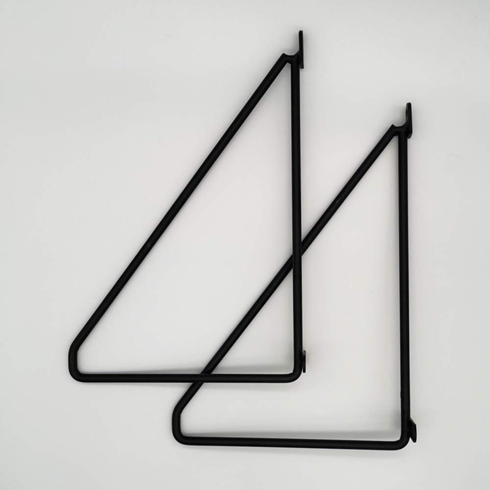 Supports d'étagère en L en fer forgé noir | Lot de 2 équerres triangulaires murales