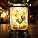 Chicken Rooster Gifts for Women/Men Cock Lovers Solar Lantern Mom Birthday, Mothers Day, Christmas Gifts, Solar Garden Decoration Outside for Yard, Patio,Backyard,Porch, Torches