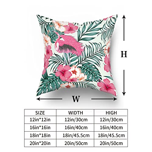Flamingo Pillow Covers Palm Tree Tropical Leaves Flowers Pillowcases Pink Flamingos Green Leaf Decorative Cotton Pillow Cases For Outdoor Indoor Home Bedroom #TOP5