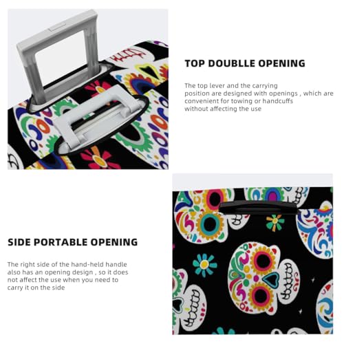 Mexican Sugar Skull Black Stretchable Luggage Covers for Suitcase TSA Approved, Dust Proof and Scratch Resistant Travel Luggage Protector for Carry On (18-21 in)4