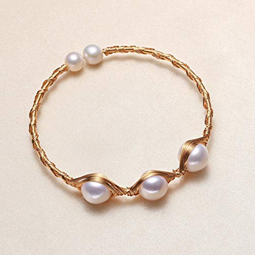 Dengguang Pearl Bangle For Women,Freshwater Cultured Pearl Open Cuff Wrap Bangle Bracelets Jewelry Gift For Mom Mama Mother Day #TOP5