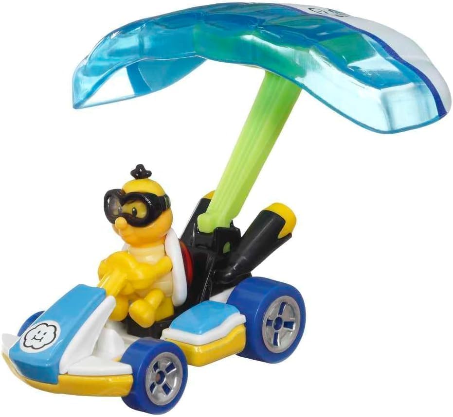 Hot Wheels Die Cast Mario Kart Glider Lakitu Standard Kart Parafoil Glider Super Mario Model Car - 1:64 Scale Length 5 cm - HDB45