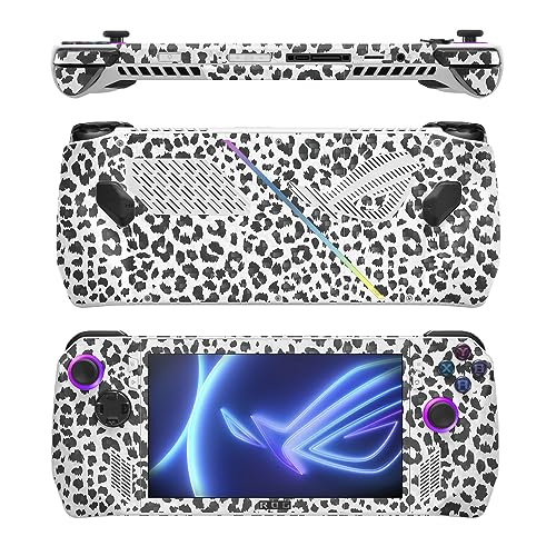 Image of MightySkins Carbon Fiber Skin Compatible with Asus ROG Ally - Snow Leopard Print | Protective, Durable Textured Carbon Fiber Finish | Easy to Apply