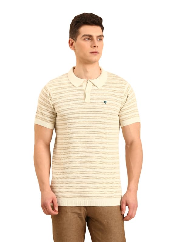 linen club Men's Linen Rich Yellow Solid Contemporary Fit Full Sleeve Round Neck T-Shirts-picture-30