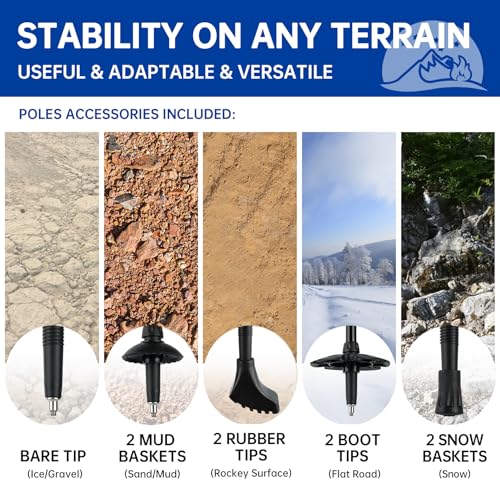 Underwood Aggregator Telescopic Walking Poles For Hiking- 2 Pack Ultralight Aluminum Hiking Poles For Women And Men, Adjustable Backpacking Walking Stick For Mountaining, Anti-Shock System - 7