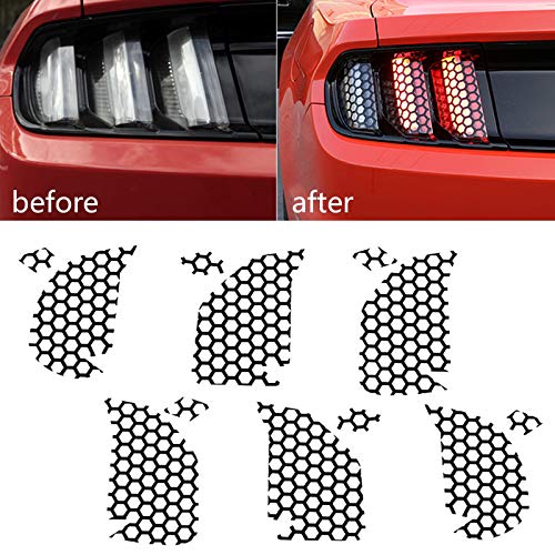 Xotic Tech Car Exterior Accessories Rear Tail Light Lamp Honeycomb Sticker Vinyl Decal Trim Compatible With Ford Mustang 2018-Up #TOP6