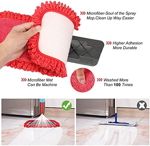 Spray Mop,Aiglam Floor Mop,Microfiber Mop with 3 Free Reusable Microfiber Pads Multi Mop with Refillable Bottle for Hardwood Floor, Wood, Laminate, Tile (Red)