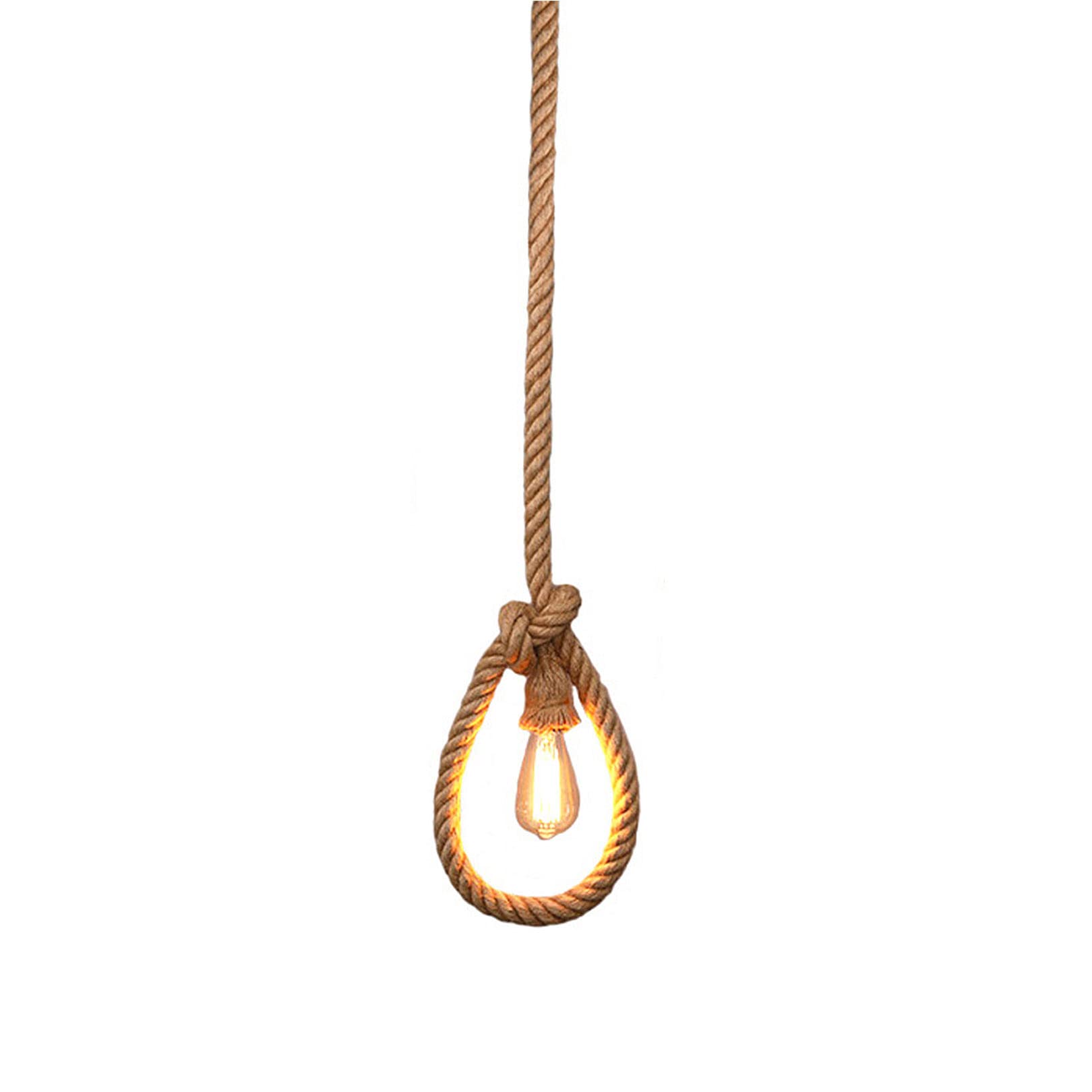 Câble 1/2 têtes en corde de chanvre pour douille E27 et suspension style ferme