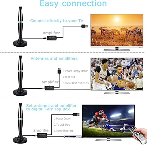 TV Antenna for Smart TV Amplified HDTV Indoor Digital Antenna with 350 Mile Range Support for 4K 1080p Fire TV Stick and All Old TVs, Outdoor Smart Antenna Black - Thumbnail 3