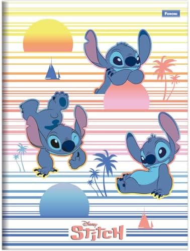 Caderno Stitch, capa dura, pauta simples, Kit com 10 unidades - 8...