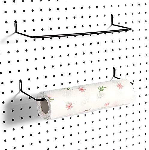 Paper Towel Holder for Pegboard, Extendable, Fit Any Standard Pegboard, 2 Packs, Black
