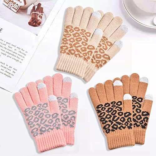 3 Pairs Winter Gloves for Women Men Touch Screen Gloves Unisex Warm Knitted Elastic Touchscreen Mittens Texting Typing Gloves