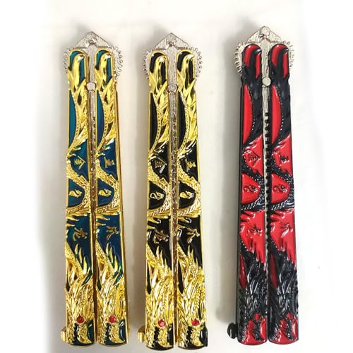 Peines metálicos con diseño dragón rojo, set de 3