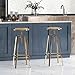 Brage Living Atlas Industrial Bar Stools Set of 2, Adjustable Swivel Four Legged Round Metal Barstools, Backless Counter Height Bar Chairs for Kitchen Dining (Gold)