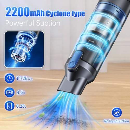Image of Stick Handheld Vacuum Cordless, Powerful Suction with Lightweight, Portable Rechargeable with Multi-Nozzles One-Touch Empty Dust Cup, HEPA Filter Vacuum for Home Pet Hair Car Office (VA004)