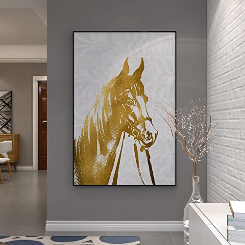 Tableau cheval abstrait grand format salon moderne