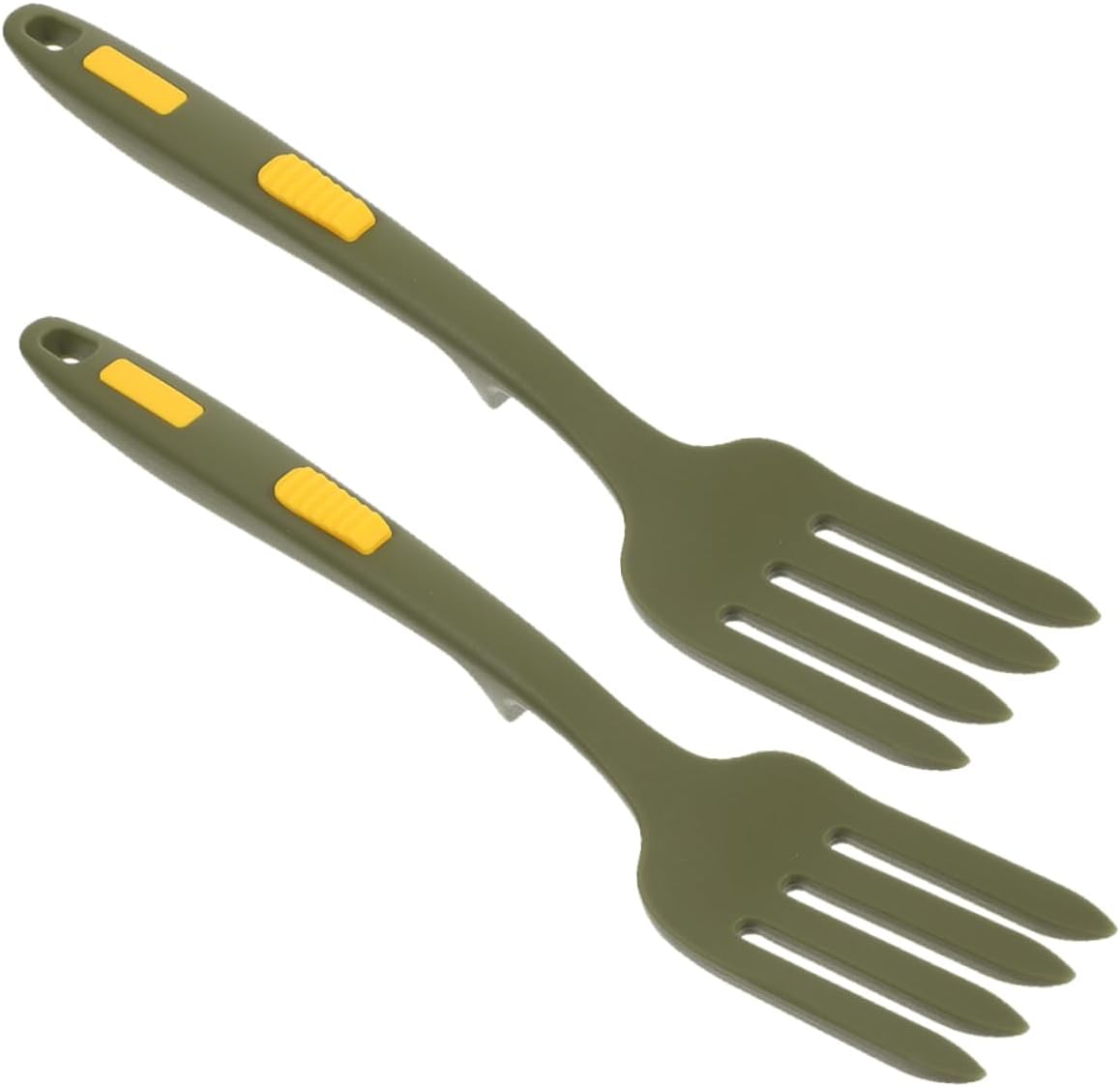 VOSAREA 2Pcs Heat-resistant Silicone Forks Flexible Ergonomic Cooking Utensils Nonstick Kitchen Forks for Pasta and Noodle Serving