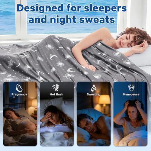 Image of inhand Cooling Blanket Full Size (80 inchx90 inch) - Double Sided Cooling Blankets for Hot Sleepers, Breathable Soft Lightweight Summer Blanket for Beach, Sofa Bed Couch, Room Decor, Gifts for Women Ink Grey
