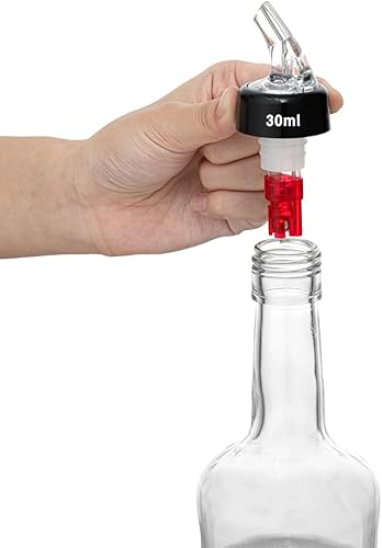 Bar Lux - Boquillas para verter licor de 1 onza, 10 boquillas de vertido medidas para botellas, resistentes a las fugas, para verter rápido,