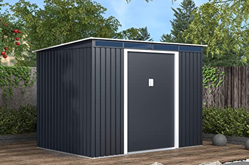 OUTTECH Gerätehaus, anthrazit, Stahl, 261 x 181 x 186 cm, Schiebetüren – Bild 3