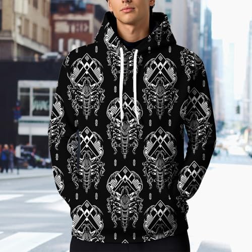 LOAIHA Men's Marble Print Pullover Hoodie Soft Terry Cloth Sweatshirt Drawstring Casual Streetwear Abstract Pattern4