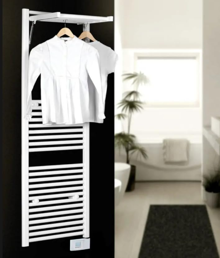 Radiador toallero electrico DELTACALOR Dinamic Plus Blanco con panel abatible de 1003x500 mm 4