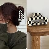 Enyolidimk Square Checker Claws Tortoise Barrettes, Checkered Hair Clip, Hair Claw Clips, Hair Clips for Women, No-Slip Grip Lattice Claw Clip, Large Hair Accessories for Girls