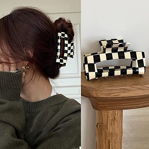 Pinzas para cabello con diseño a cuadros color carey miniatura 1