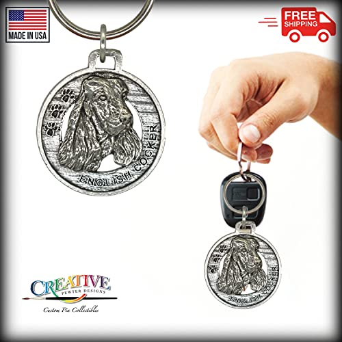 English Cocker Spaniel Keychain, D074KC, 1 1/2 inch, Dog, Spaniel, Metal, Gift, Handmade in The USA, Wide Range of Dog Designs Available, 100% American Made.3