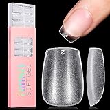 AILLSA Extra Short Coffin Nail Tips - 240 PCS Upgraded Matte Gel Full Cover Nails Tips No Filed, Pre-shaped Clear Acrylic False Gelly Soft Nail Tip for DIY Press On Nails 15 Sizes With Box