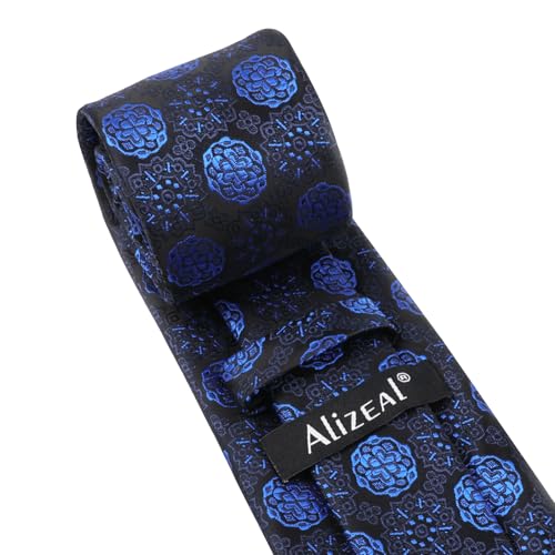 Image of Alizeal Mens Vintage Solid Plaid Tie with Pocket Square 3.15inches Necktie Set