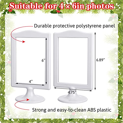 20 Pieces Double Sided Standing Picture Frames Pedestal Photo Frame 4 X 6 Inch Plastic Self Standing Frame Each Frame Holds 2 Pictures Tabletop Vertical Display Frame For Wedding Table Bridal (White) #TOP1