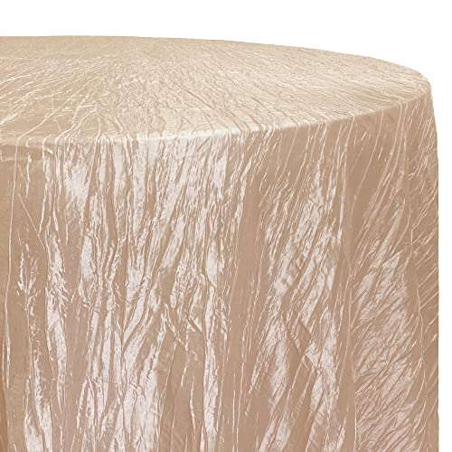 Your Chair Covers - 132 Inch Round Crinkle Taffeta Tablecloth - Champagne, Crushed Shiny Dining Table Cloth For Wedding Party Birthday Baby Bridal Shower #TOP1