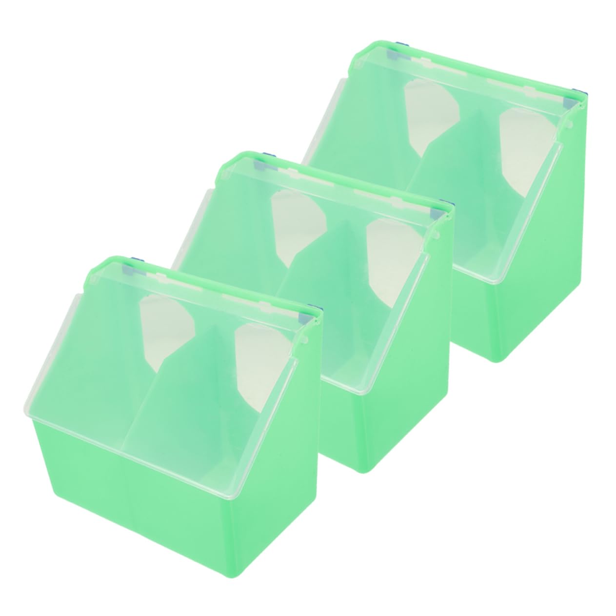 Comedero Colgante Multifuncional de Plástico Verde 3 Piezas | Jaula de Pájaros, Diseño de Doble Orificio Tapa, Apto para Aves Pequeñas, Resistente al Desgaste