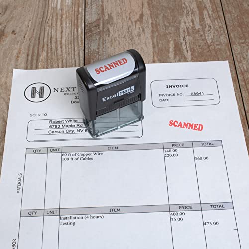Excelmark Scanned Stamp - Self Ink - Red Ink - Features The Excelmark Double Sided Ink Pad For Longer Product Life #TOP2