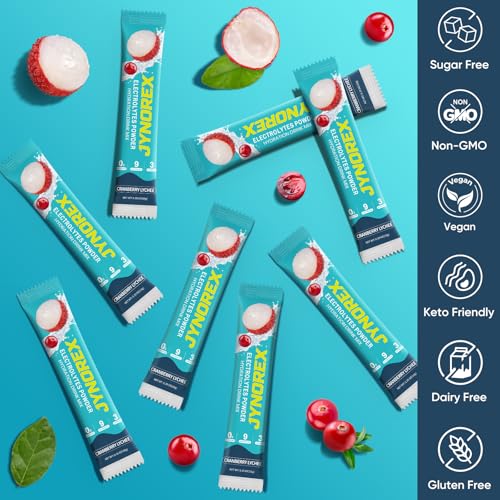 Image of Electrolytes Powder Packets Sugar Free, 30 Sticks High Sodium Hydration Packets, Low Calorie Electrolyte Packets Drink Mix Liquid Daily IV with Cranberry Lychee, 10.5OZ